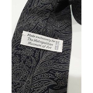 Mens Tie, MOMA  Silk Wool Navy Blue Gold Tan